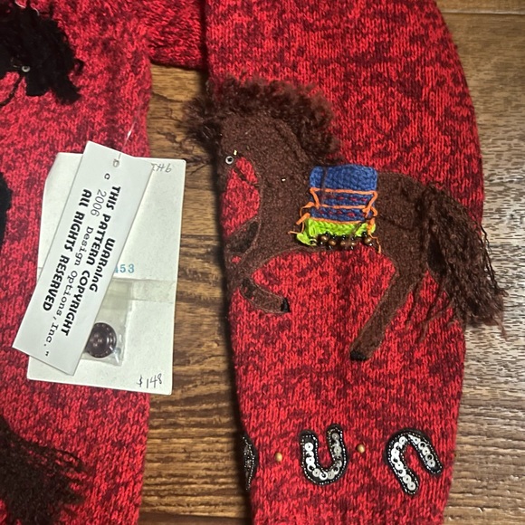 Designs Options By Gordon • X-Large • Red/Brown • Western • Horse • Sweater •New - Picture 14 of 16